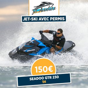 Le coût d'un SEADOO GTR 230 est de 150€ pour une durée de 1h. Ce jet-ski nécessite le permis.
